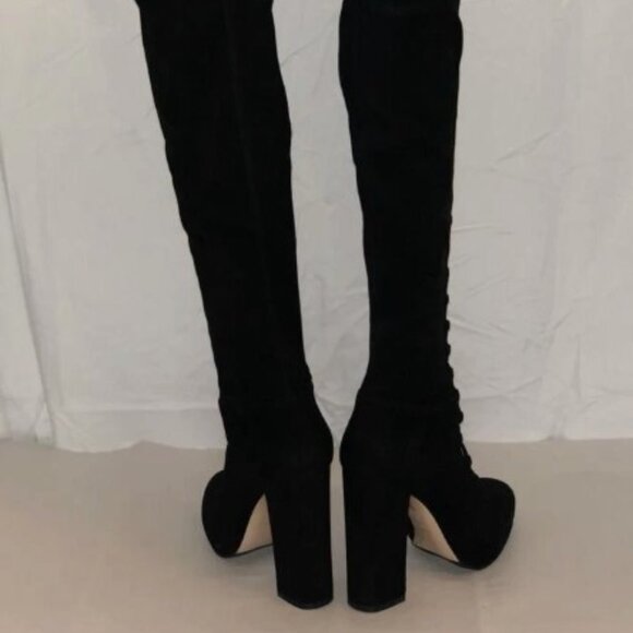 38 US 7.5 ❤️LE SILLA ITALY LEATHER SUEDE STRETCH OVER KNEE HIGH HEELS TALL BOOTS - Picture 9 of 14